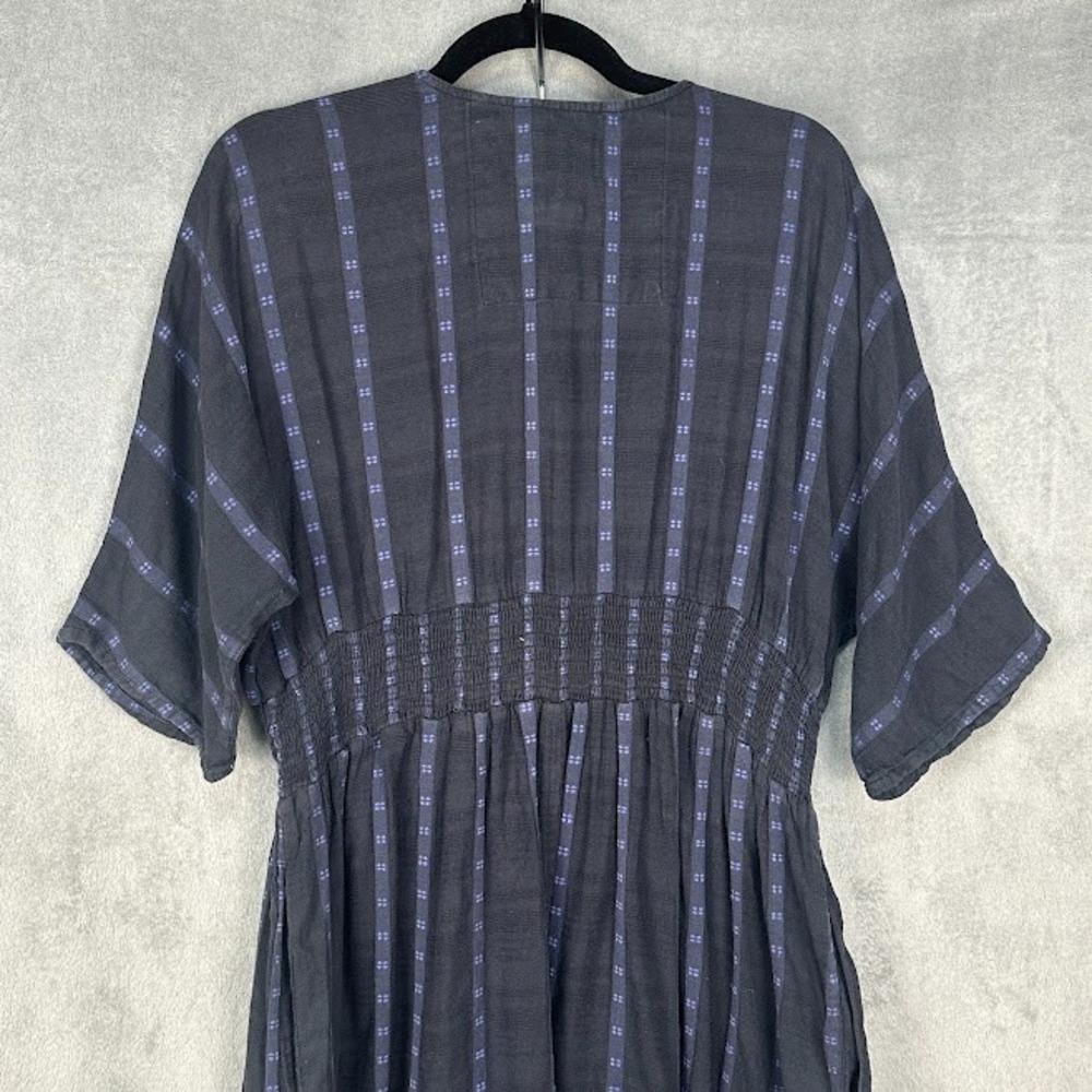 Ace & Jig Dress Womens 1X Black Blue V Neck Midi Comfort Boho Minimalist Indie - Picture 5 of 14